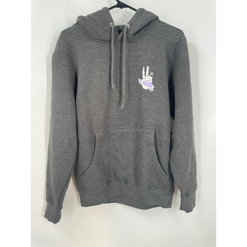 Quiksilver Men's Gray Peace Out Brochachos Skeleton Hand‎ Hoodie Size S
